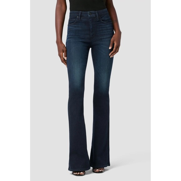 Hudson Tourmaline Blue Holly Hi-Rise Flare Jeans -Size 30x30 Inseam - Dark Wash - Picture 1 of 14